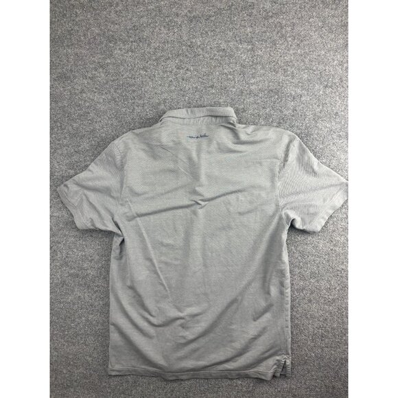Travis Mathew Polo Shirt Men's Large Gray Stripe Pocket Short Sleeve Button - Picture 6 of 6